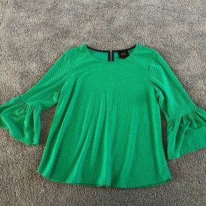 Green dress shirt with peplum sleeves